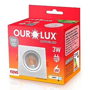 SPOT LED QUADRADO 3W 6400K BRANCO OUROLUX