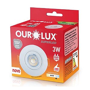 SPOT LED REDONDO 3W 6400K BRANCO OUROLUX