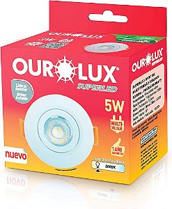 SPOT LED REDONDO 5W 3000K BRANCO OUROLUX