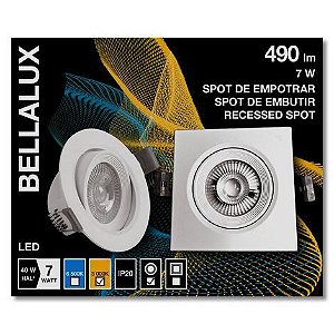 SPOT LED REDONDO 7W 3000K BIVOLT BRANCO BELLALUX