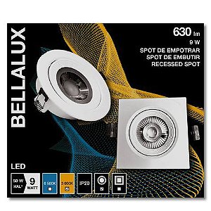 SPOT LED REDONDO 9W 3000K BIVOLT BRANCO BELLALUX
