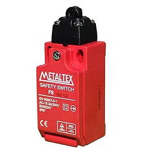 CHAVE FIM DE CURSO SEGURANÇA FS9512 2NF+1NA PINO COM ROLETE METALTEX