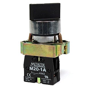 CHAVE SELETORA METÁLICA 2 POSIÇÕES FIXAS 1NA M20SCR2-B-1A 45G METALTEX