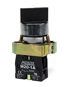CHAVE SELETORA METÁLICA 3 POSIÇÕES FIXAS 2NA M20SCR4-B-2A 45G METALTEX