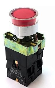 BOTÃO PULSADOR ILUMINADO  METÁLICO M20IGR-R-1C -  VM 220V - 1NA+1NF METALTEX