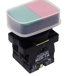 BOTÃO DUPLO 22MM PLÁSTICO P20APL-1C 1NA+1NF VERDE/VERMELHO METALTEX