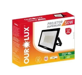 REFLETOR LED 50W 6500K BRANCO FRIO BIV PRETO OUROLUX