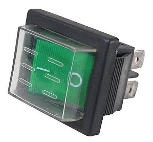 CHAVE 2 POSIÇÕES ILUMINADA C/CAPA SILIC.-VD 24V RS-201-1C-G-24V METALTEX