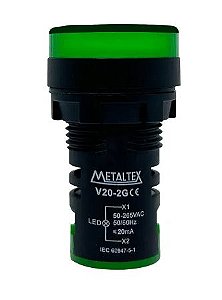 VOLTIMETRO DIGITAL 50 A 265VCA V20-2G 22MM VERDE METALTEX