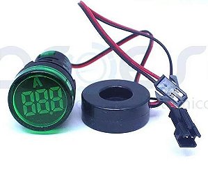 AMPERIMETRO DIGITAL 50-380VC 0-100A C/ TC A20-3G 22MM VERDE METALTEX
