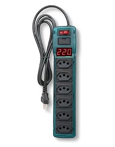FILTRO DE LINHA 6 TOMADAS + VOLTIMETRO DIGITAL PLASTICO AZUL BIVOLT 2200VA MAX  MULTICRAFT