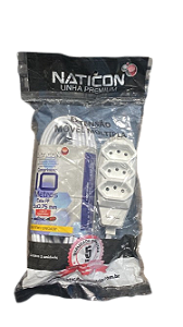 EXTENSAO PP BCO 3X0,75 2P+T 10M SAQ COLOR NATICON