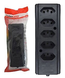 TOMADA BARRA BIAMPERAGEM QUINTUPLA 2P+T PRETO 10/20A INTERNEED