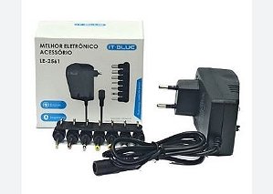 FONTE UNIVERSAL:LE-2561 Ac 3V 4.5V 6V 7.5V 9V 12V 3A Dc 3000mah