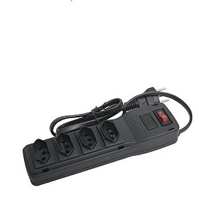 FILTRO DE LINHA 4 TOMADAS PLASTICO PRETO NBR14136 BIVOLT MULTICRAFT