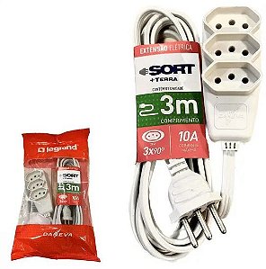 EXTENSAO SORT PP 3 X 0,75 3,0M BCO 1779 BLISTER DANEVA