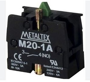 BLOCO DE CONTATO AUXILIAR 1NA M20-1A PARA  BOTÃO M20/P20 METALTEX