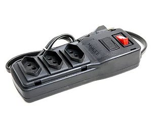 FILTRO DE LINHA 3 TOMADAS PLASTICO PRETO NBR14136 BIVOLT MULTICRAFT
