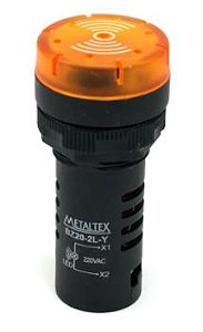 SINALIZADOR LED SONORO 22MM 220VCA (BZ20-2L-Y) LARANJA METALTEX