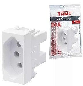 MODULO TOMADA 20A 2P+T BRANCA 2062 HABITAT FAME