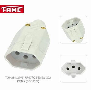 PINO FEMEA 10A 2P+T CINZA 1727 FAME