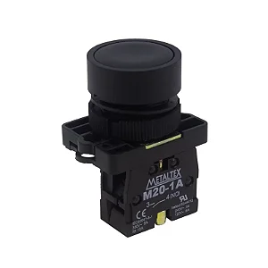 BOTAO PULSADOR PLASTICO 22MM 1NA P20AFR-B-1A 1535 PRETO METALTEX