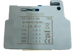 BLOCO DE CONTATO AUXILIAR FORNTAL 3TX30 10-8A P/3TS29-36 1NA SIEMENS