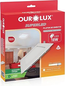 PLAFON LED EMBUTIR 18W BIV 6400K QUADRADO OUROLUX