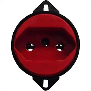 MODULO TOMADA 20A 250V 2P+T REDONDA DE PISO PB24054 VERMELHA TRANSMOBIL