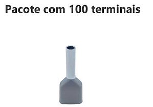 TERMINAL ILHOS/TUBO CINZA DUPLO 0,75MM PCT C/100PC