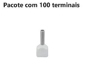 TERMINAL ILHOS/TUBO BRANCO DUPLO 0,50MM PCT C/100PC