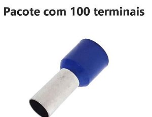 TERMINAL ILHOS/TUBO AZUL SIMPLES 2,50MM PCT C/100PC