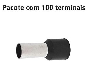 TERMINAL ILHOS/TUBO PRETO SIMPLES 1,50MM PCT C/100PC
