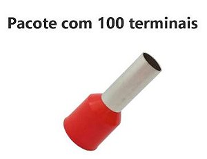 TERMINAL ILHOS/TUBO VERMELHO SIMPLES 1,00MM PCT C/100PC