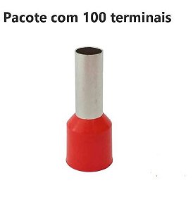 TERMINAL ILHOS/TUBO VERMELHO SIMPLES 10,00MM PCT C/100PC