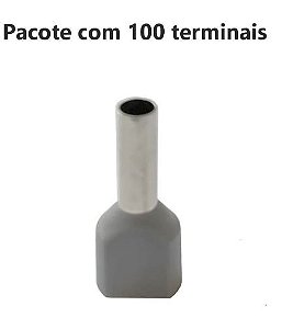 TERMINAL ILHOS/TUBO CINZA DUPLO 4,00MM PCT C/100PC