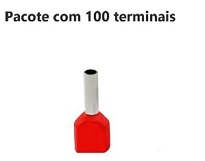 TERMINAL ILHOS/TUBO VERMELHO DUPLO 1,00MM PCT C/100PC