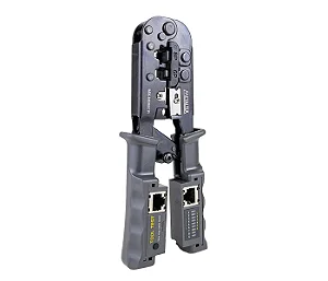 ALICATE CRIMPADOR SEMIPROFISSIONAL PARA CONECTOR  MODULAR PLUG RJ11, RJ12 E RJ45 MX-N568CR COM TESTADOR INTEGRADO METALT