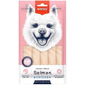 Petisco para cachorro Wanpy creamy salmão e frango 70g