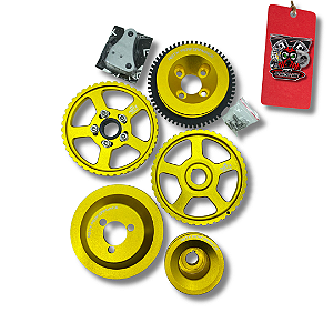 KIT COM 5 POLIAS COM RODA FONICA DOURADA - RGTX