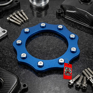 MOLDURA DE ESCAPE 5 POLEGADAS  INOX  + ANODIZADO - AZUL