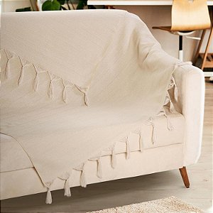 Manta Para Sofá Gigante 3,00 X 2,00 Bege Cru Decorativa Confort