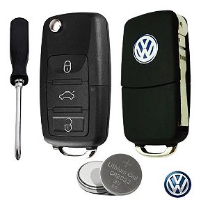 Capa Chave Canivete Volks G5 Fox Gol Polo Voyage Carcaça Vw Kit Bateria + Mini Chave Phillips