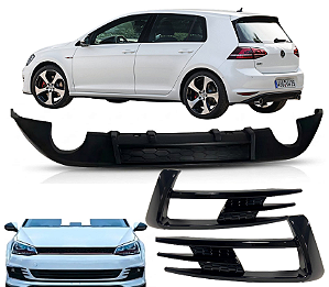 Saia Traseira Difusor Spoiler Ponteira Dupla Golf Gti Tsi Mk7 2014 2015 2016 2017