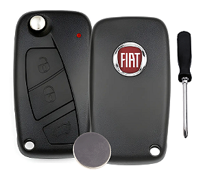 Chave Canivete Capa Carcaça Fiat Uno Stilo Punto Linea Idea + Bateria CR2032 + Mini Chave Phillips