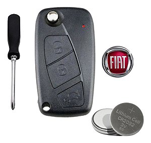 Chave Canivete Capa Carcaça Fiat Uno Stilo Punto Linea Idea + Bateria CR2032 + Mini Chave Phillips