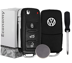 Kit Capa Carcaça Chave Canivete Vw G6 Gol Fox Golf Polo Saveiro + Mini Chave Phillips + Bateria CR032