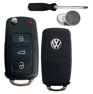 Kit Capa Carcaça Chave Canivete Vw G6 Gol Fox Golf Polo Saveiro +  Mini Chave Phillips + Bateria CR032