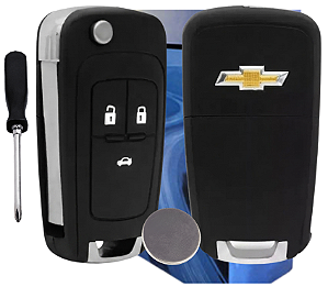 Kit Carcaça Capa Chave Canivete Chevrolet Cruze Onix Tracker Montana Gm + Bateria + Mini Chave Phillips