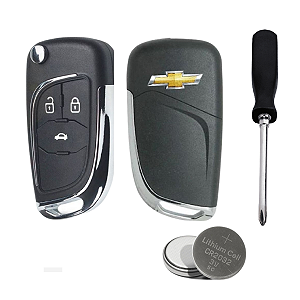 Capa Chave Canivete Chevrolet Gm Onix Cruze Tracker Montana + Mini Chave Phillips + Bateria CR032